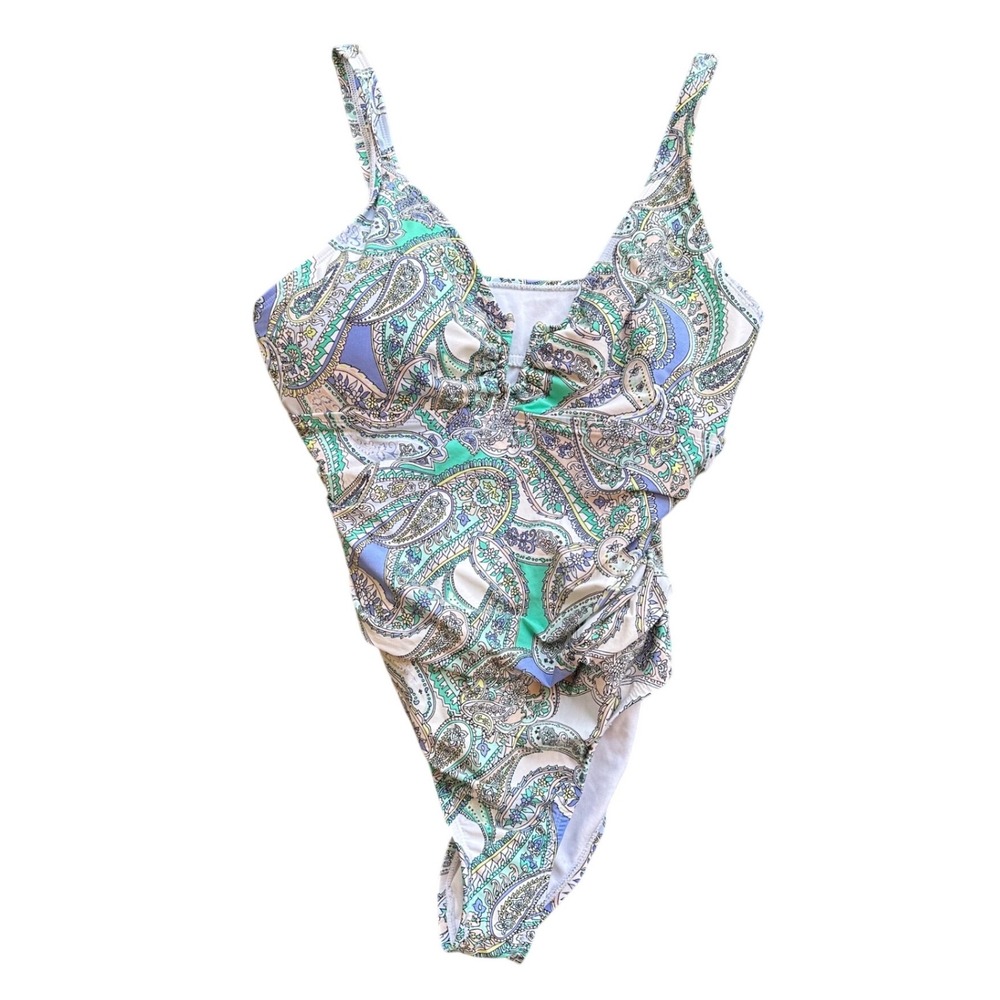 Alex Marie Womens Paisley One Piece Swimsuit Green Blue Purple Size 16 AX214556